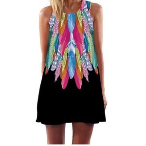 🆕 Boho Feather Midi Dress/Beach Cover